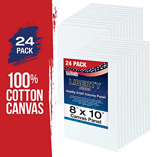 US Art Supply 24-Pack of 8 X 10 inch Professional Artist Quality Acid Free Canvas Panel Boards for Painting Value Pack of 24 (1 Full Case of 24 Single Canvas Board Panels)