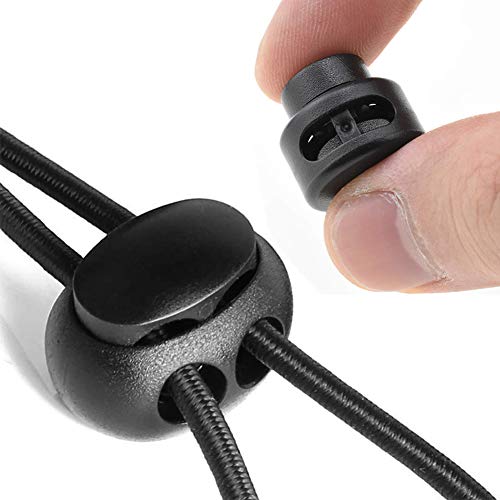 CLESDF 160 Pcs Plastic Cord Locks, Single Double Hole Spring Stop Toggle Stoppers for Drawstrings, Shoelaces, Bags, More, 4 Styles