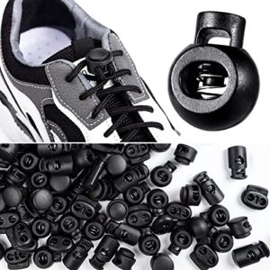 CLESDF 160 Pcs Plastic Cord Locks, Single Double Hole Spring Stop Toggle Stoppers for Drawstrings, Shoelaces, Bags, More, 4 Styles