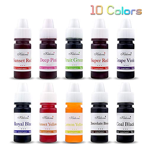 Ktdorns Soap Dye Soap Making Set - 10 Liquid Colors for Soap Coloring,Coal Black, Royal Blue,Chocolate Brown,Lemon Yellow,Fruit Green,Sunset Red,Sunset Yellow,Deep Pink,Super Red and Grape Violet.