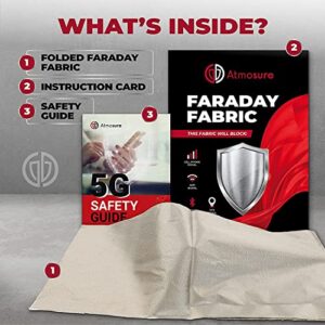 ATMOSURE Faraday Fabric (44" x 36") — 5G & EMF Blocker — Faraday Cage Electromagnetic Radiation Protection from 5G Cellular Signal, EMF, WiFi, Bluetooth, GPS — DYI Faraday Cage EMF Shield WiFi Jammer