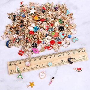 SANNIX 350Pcs Wholesale Bulk Lots Jewelry Making Charms Assorted Gold Plated Enamel Pendants for DIY Necklace Bracelet Earring Craft Supplies