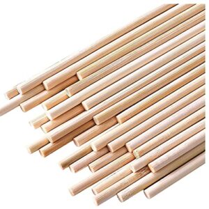 25pcs dowel rods wood sticks wooden dowel rods – 1/4 x 6 inch unfinished bamboo sticks – for crafts and diyers