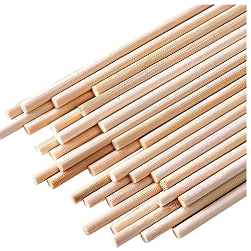 25PCS Dowel Rods Wood Sticks Wooden Dowel Rods - 1/4 x 6 Inch Unfinished Bamboo Sticks - for Crafts and DIYers