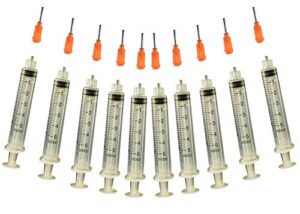 creative hobbies® glue applicator syringe for flatback rhinestones & hobby crafts, 5 ml with 15 gauge orange precision tip – value pack of 10
