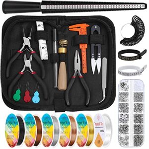 audab jewelry wire wrapping jewelry making supplies kit, ring sizer measuring tools kit with jewelry tools, ring craft wires, jewelry and jewelry findings for rings making jewelry repair