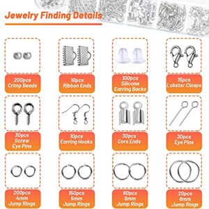 Audab Jewelry Wire Wrapping Jewelry Making Supplies Kit, Ring Sizer Measuring Tools Kit with Jewelry Tools, Ring Craft Wires, Jewelry and Jewelry Findings for Rings Making Jewelry Repair