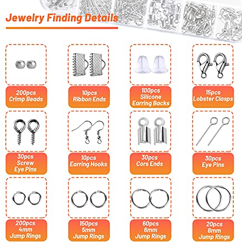 Audab Jewelry Wire Wrapping Jewelry Making Supplies Kit, Ring Sizer Measuring Tools Kit with Jewelry Tools, Ring Craft Wires, Jewelry and Jewelry Findings for Rings Making Jewelry Repair