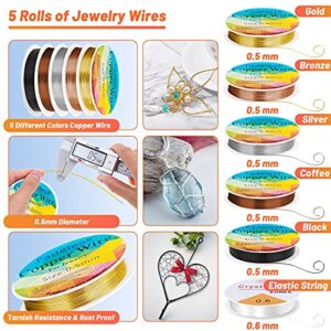 Audab Jewelry Wire Wrapping Jewelry Making Supplies Kit, Ring Sizer Measuring Tools Kit with Jewelry Tools, Ring Craft Wires, Jewelry and Jewelry Findings for Rings Making Jewelry Repair