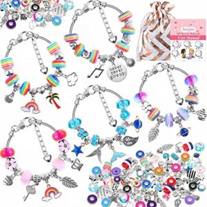85 pcs charm bracelet making kit, acejoz diy charm bracelets beads for girls, adults and beginner jewelry making kit
