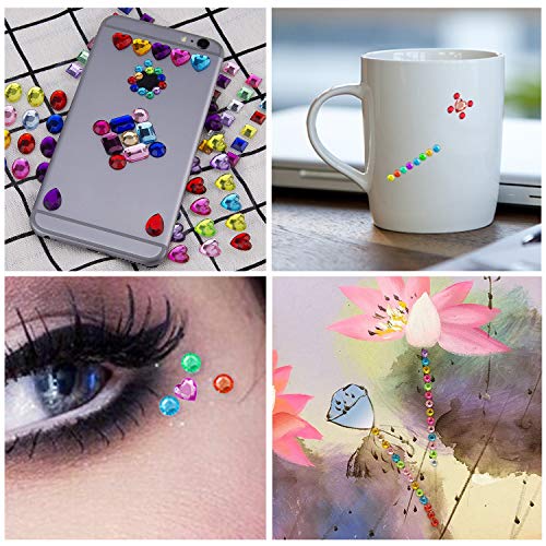 1782pcs Gems Stickers, Self Adhesive Gems for Crafts Bling Rhinestones for Crafts, Assorted Shapes Jewels Rhinestones Stickers, Muticolor