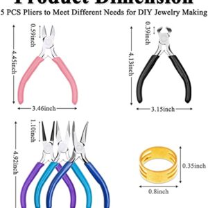 5 Packs Jewelry Pliers Set, Jewelry Making Tools with Needle Nose Pliers/Round Nose Pliers/Chain Nose Pliers/Bent Nose Pliers/Zipper Pliers, Jewelry Making Supplies Repair/ Cut Kits for Crafting