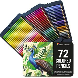 zenacolor 72 colored pencils set – numbered coloring pencils in metal case – art supplies color pencils for adult coloring books, adults and artists