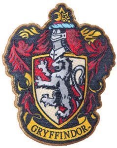 simplicity harry potter gryffindor house emblem applique clothing iron on patch, 3.5” x 4.35