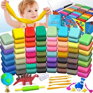 modeling clay kit – 62 colors air dry magic clay, best gift for boys & girls age 3-12 year old, diy molding clay for kids, diy clay kit with sculpting tools, decoration accessories, kids art crafts
