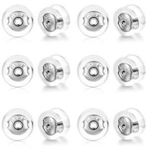 Moconar Sterling Silver Locking Secure Earring Backs for Studs, Silicone Earring Backs Replacements for Studs/Droopy Ears, No-Irritate Hypoallergenice Earring Backs for Adults&Kids