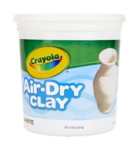 crayola air dry clay bucket, no bake clay for kids, modeling clay alternative, 5 lb resealable bucket, white