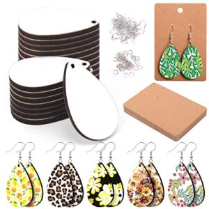 50pcs sublimation blanks products – sublimation earring blanks with earring hooks and jump rings for halloween christmas women girls diy earring project sublimation accessories