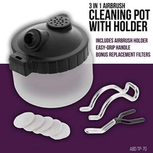 Master Airbrush 13 Piece Airbrush Cleaning Kit - Glass Cleaning Pot Jar with Holder, 5 pc Cleaning Needles, 5 pc Cleaning Brushes, 1 Wash Needle, & How To Link Card