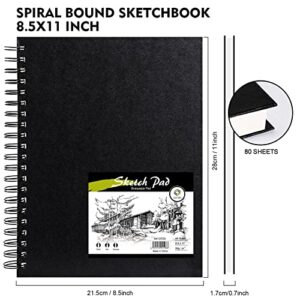 conda 8.5"x11" Hardbound Sketch Book, Double-Sided Hardcover Sketchbook, Spiral Sketch Pad, Durable Acid Free Drawing Art Paper for Kids & Adults