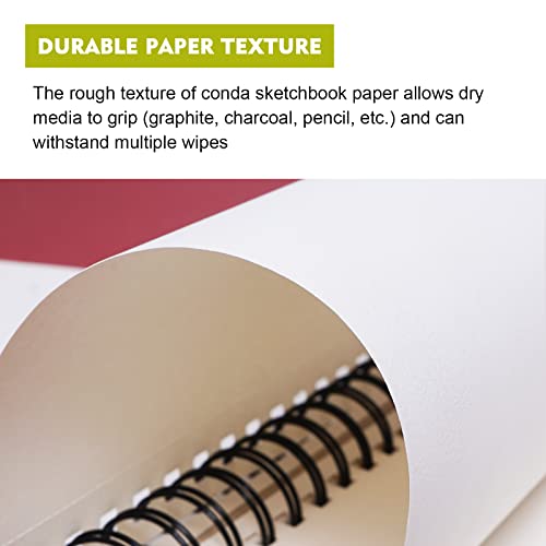 conda 8.5"x11" Hardbound Sketch Book, Double-Sided Hardcover Sketchbook, Spiral Sketch Pad, Durable Acid Free Drawing Art Paper for Kids & Adults