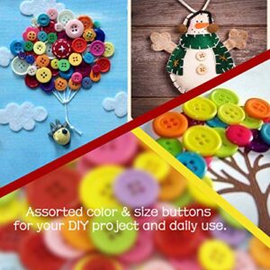 Greentime 600-700 PCS Mixed Color Assorted Sizes Round Resin Buttons for Crafts Sewing DIY Manual Button Painting DIY Handmade Ornament Buttons