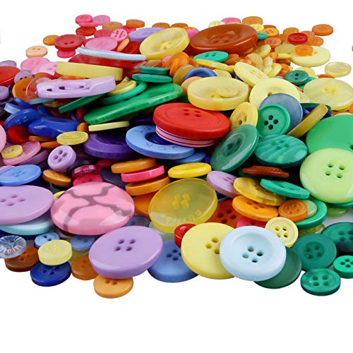 Greentime 600-700 PCS Mixed Color Assorted Sizes Round Resin Buttons for Crafts Sewing DIY Manual Button Painting DIY Handmade Ornament Buttons