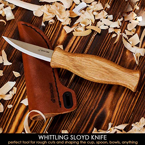 BeaverCraft Sloyd Knife C4s 3.14" Wood Carving Sloyd Knife with Leather Sheath for Whittling and Roughing for Beginners and Profi Durable High Carbon Steel - Spoon Carving Tools Thin Wood Working