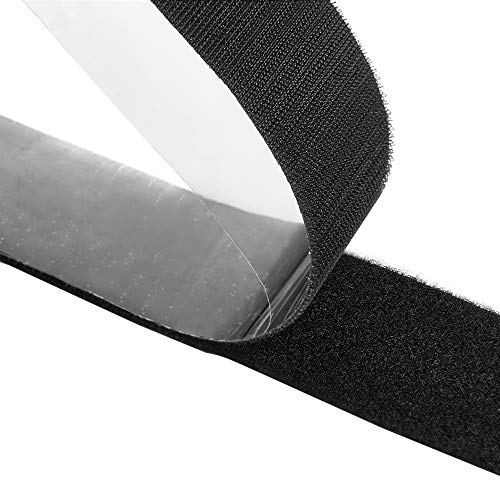GOHOOK 2 Inch Adhesive Black Hook and Loop Tape - 5 Yards, Heavy Duty Strips/Industrial Strength Sticky Fastener