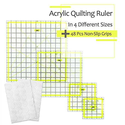 Mr. Pen- Quilting Ruler Set, 4 Pcs, Sizes (4.5"X4.5")-(6"X6)-(9.5"X9.5")-(12.5"X12.5"), Quilting Squares, Quilt Ruler, Rulers for Quilting and Sewing, Clear Quilting Ruler, Quilt Rulers, Acrylic Ruler