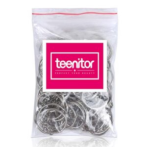 Teenitor Metal Split Keychain Ring Parts for Arts and Craft- 60 Key Chains 25mm with 26mm chains and 60pcs Open Jump Ring for Craft Key Ring