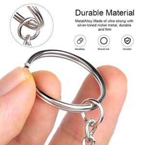 Teenitor Metal Split Keychain Ring Parts for Arts and Craft- 60 Key Chains 25mm with 26mm chains and 60pcs Open Jump Ring for Craft Key Ring