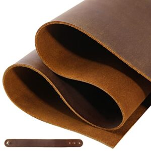 ringsun 12”x24” genuine leather sheets for crafts full grain leather tooling leather (2mm) thick cowhide leather pieces square, dark brown