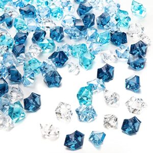 domestar premium blue fake ice, 150pcs 2.5cups acrylic ice rocks plastic rocks acrylic stones crushed ice cubes diamonds gems for vase fillers decoration
