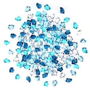 DomeStar Premium Blue Fake Ice, 150PCS 2.5Cups Acrylic Ice Rocks Plastic Rocks Acrylic Stones Crushed Ice Cubes Diamonds Gems for Vase Fillers Decoration