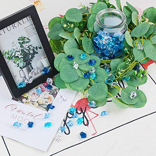 DomeStar Premium Blue Fake Ice, 150PCS 2.5Cups Acrylic Ice Rocks Plastic Rocks Acrylic Stones Crushed Ice Cubes Diamonds Gems for Vase Fillers Decoration