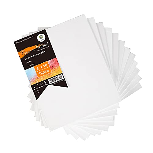 CONDA Artist Canvas Panels 8 x 10 inch, 12 Pack, Primed, 100% Cotton, Artist Quality Acid Free Canvas Board for Painting & Oil