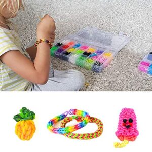 5400+ Colorful Rubber Bands Refill Set Includes: 4800+ Premium Quality Loom Rubber Bands in 12 Unique Colors + 300 S-Clips + 15 Lovely Charms + 6 Crochet Hooks, No Loom Board Include.