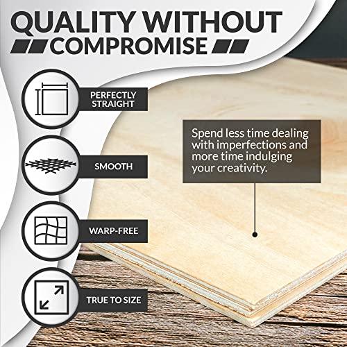 Basswood Sheets for Crafts - 10 Pack - 12 x 12 x 1/8 Inch - 3mm Thick Plywood Sheets with Smooth Surfaces - Bass Wood for Laser Cutting, Wood Burning, Architectural Models, Staining, Drawing