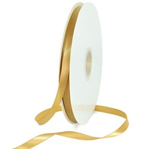 TONIFUL 3/8 Inch x 100yds Gold Satin Ribbon Thin Solid Fabric Ribbons Roll for Gift Wrapping Invitation Floral Hair Balloons Craft Sewing Party Wedding Popsicles Decoration Valentine's Day Bouquet