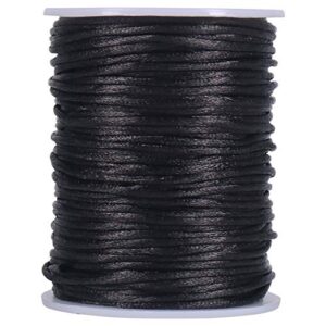 tenn well 2mm satin cord, 295 feet black silky rattail nylon cord for jewelry making, macrame bracelets, necklaces, beading, arts and crafts