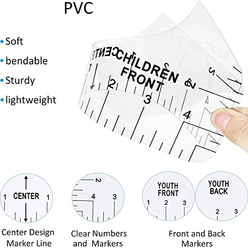 BIHRTC 8PCS T-Shirt Alignment Ruler Guide Tool to Center Designs PVC T Shirt Ruler Tshirt Ruler for Vinyl Placement Sublimation Heat Press 3pcs Sewing Fabric Pencil 1PC 60Inch Measure Tape