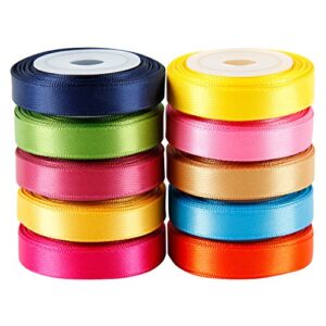 laribbons solid color satin ribbon asst. #2 – 10 colors 3/8″ x 5 yard each total 50 yds per package