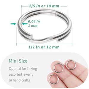 Pawfly 100 Pack 1/2 Inch Mini Split Jump Ring with Double Loops Small Metal Rings Connectors for Jewelry Necklaces Bracelets Earrings Crafts Ornaments and DIY Arts