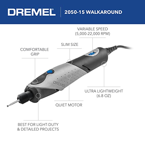 Dremel 2050-15 Stylo+ Versatile Craft Rotary Tool, Wood Carving Detail Tool, Perfect for Glass Etching, Leather Burnishing, Jewelry Making, Polishing, Woodworking and More Craft Projects , Gray