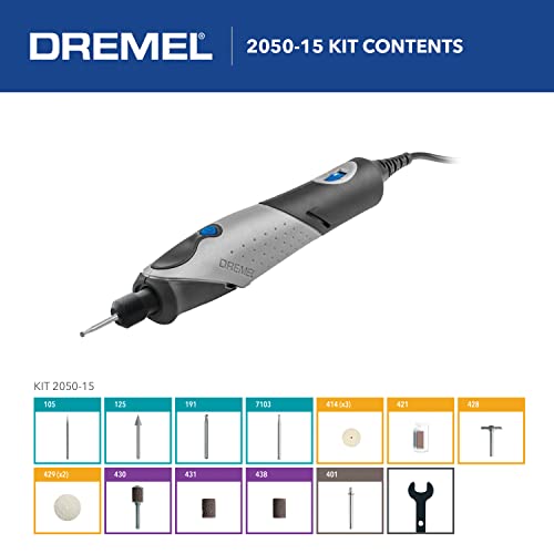 Dremel 2050-15 Stylo+ Versatile Craft Rotary Tool, Wood Carving Detail Tool, Perfect for Glass Etching, Leather Burnishing, Jewelry Making, Polishing, Woodworking and More Craft Projects , Gray