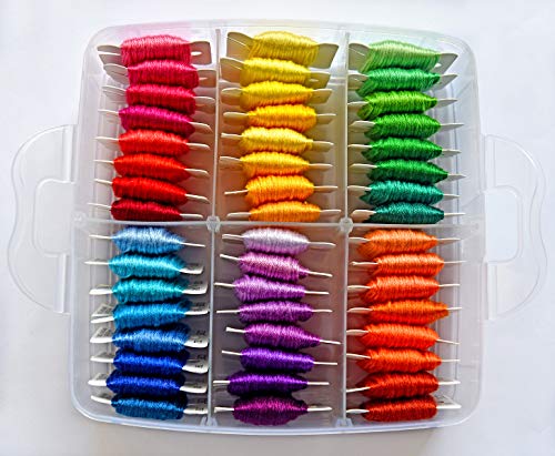 188 Embroidery Floss Set Including Cross Stitch Threads Friendship Bracelet String with 2-Tier Transparent Box, Floss Bobbins and Cross Stitch Kits