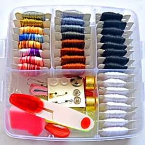 188 Embroidery Floss Set Including Cross Stitch Threads Friendship Bracelet String with 2-Tier Transparent Box, Floss Bobbins and Cross Stitch Kits