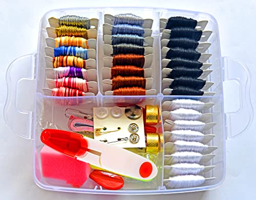 188 Embroidery Floss Set Including Cross Stitch Threads Friendship Bracelet String with 2-Tier Transparent Box, Floss Bobbins and Cross Stitch Kits