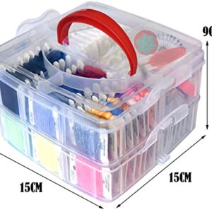 188 Embroidery Floss Set Including Cross Stitch Threads Friendship Bracelet String with 2-Tier Transparent Box, Floss Bobbins and Cross Stitch Kits